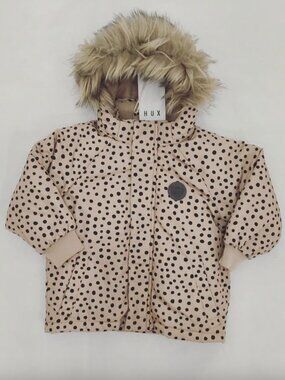 Huxbaby Cool Parka Polkadots Tan Black Kids Size 6